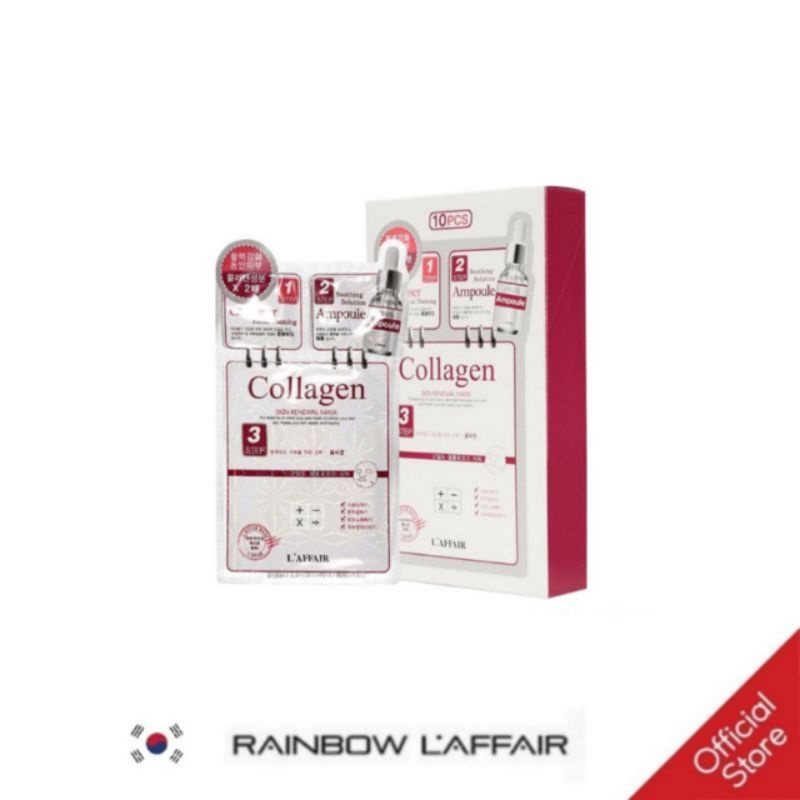 Combo sữa rửa mặt, ampoule, mặt nạ chống lão hóa Rainbow L'affair Collagen 28ml