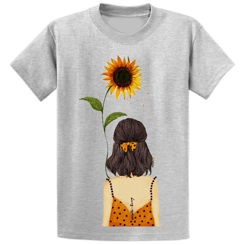 Áo thun in hình CÔ GÁI VÀ HOA HƯỚNG DƯƠNG thời trang TaLaMia mã S111