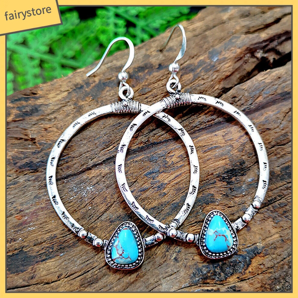 1 Đôi Bông Tai Tròn Đính Đá Phong Cách Vintage Dành Cho Nữ