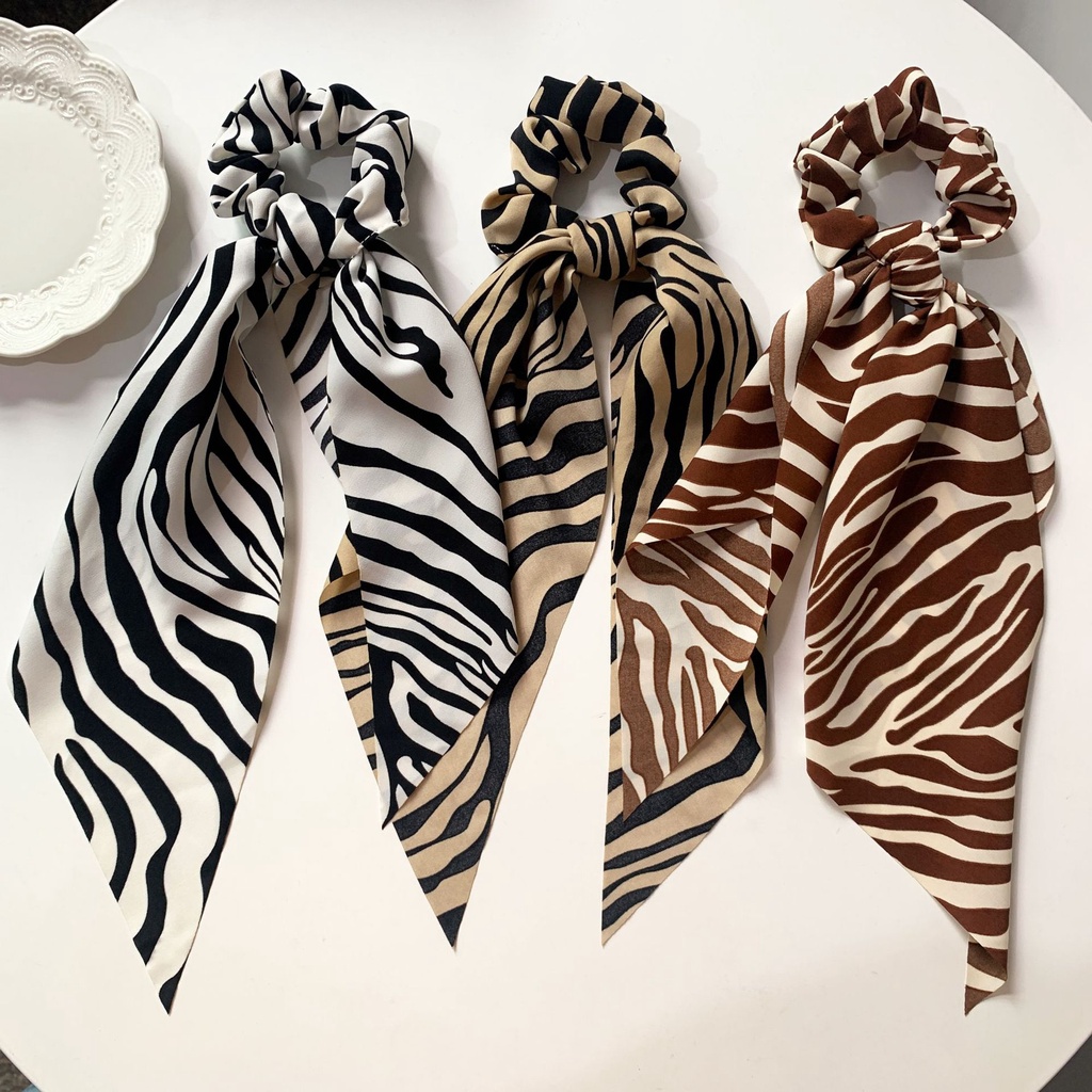 (0488) Scrunchies Dây Chun Buộc Tóc Bản Dài Vằn Ngựa Cá Tính