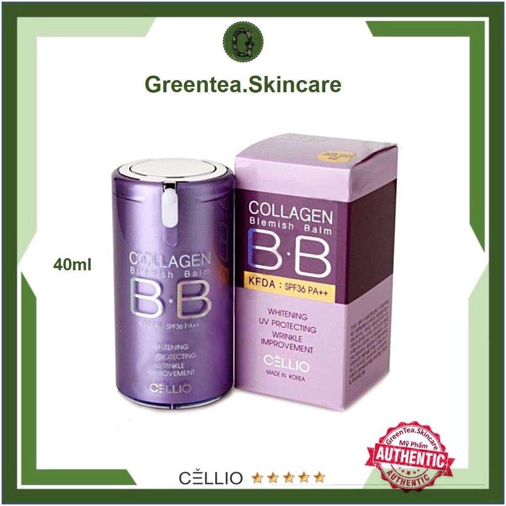 Kem Nền BB Cellio Collagen Blemish Balm B.B SPF 40 PA+++ 40ml - Hàng Chính Hãng