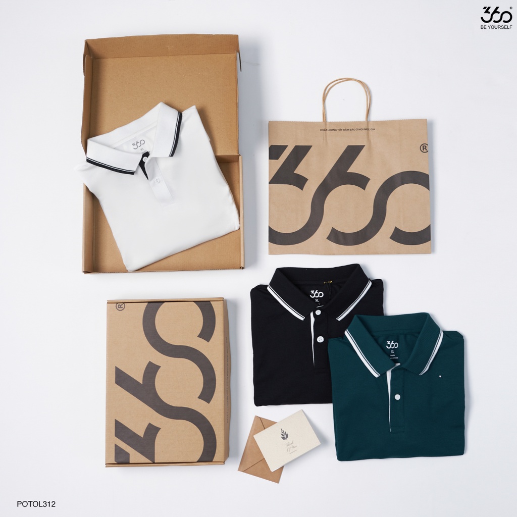 Áo polo nam thương hiệu 360 BOUTIQUE thun nam có cổ 3 màu cotton cao cấp - POTOL312