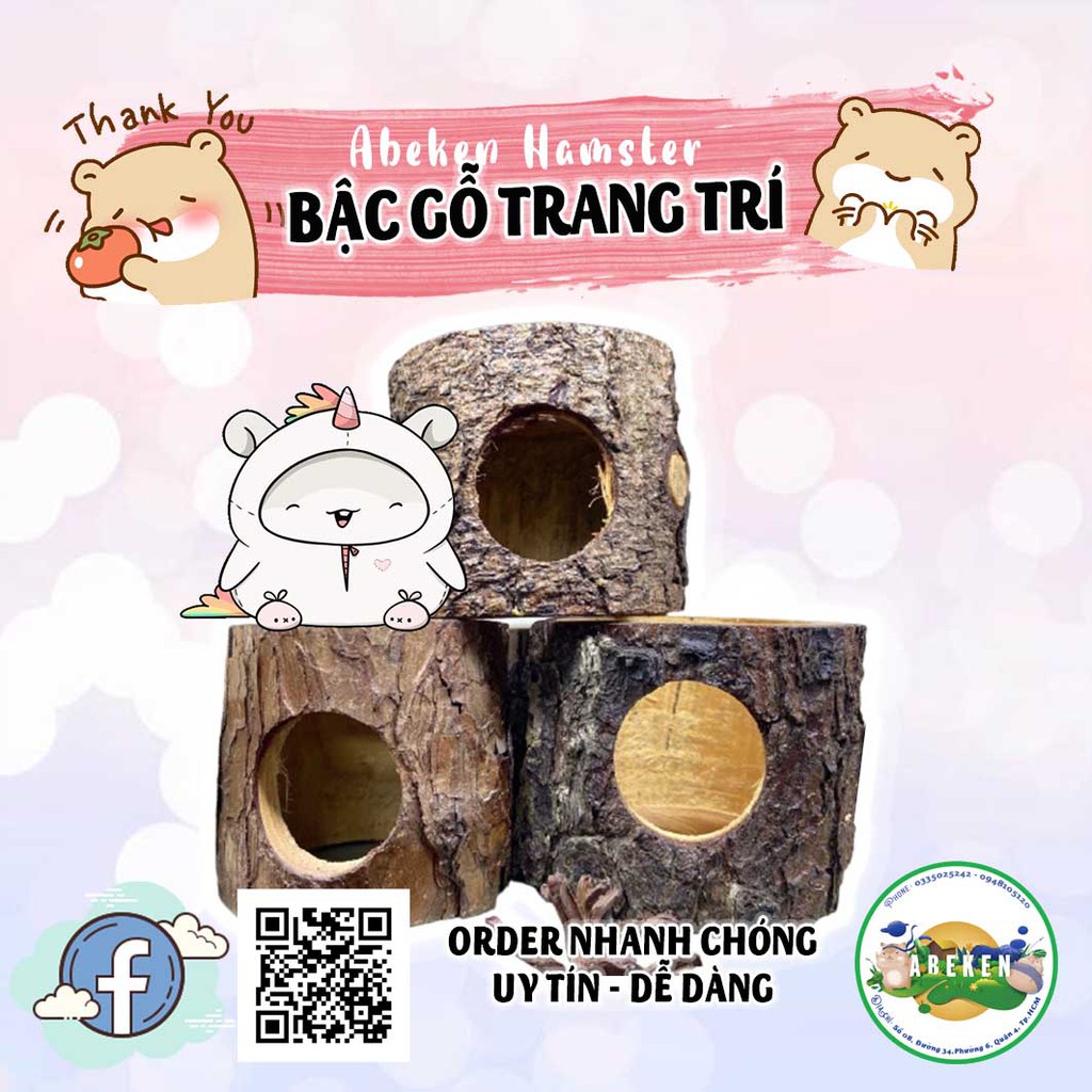 Bậc gỗ thông trang trí lồng Hamster