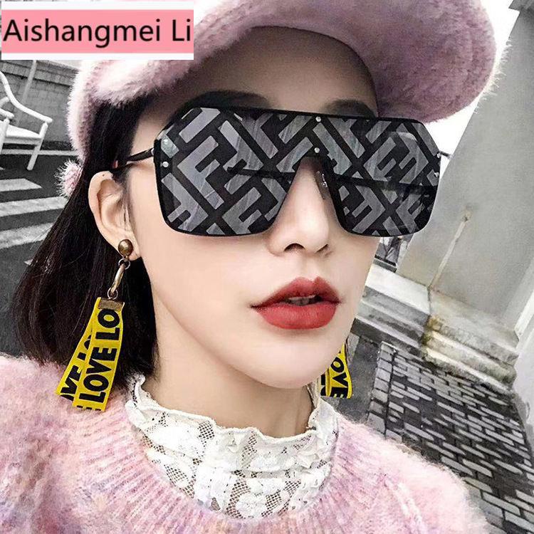 [Trang Sức Đẹp Mắt] Kính Râm Gọng Vuông Chữ F Mặt Tròn To Độc Đáo Thời Trang Châu Âu