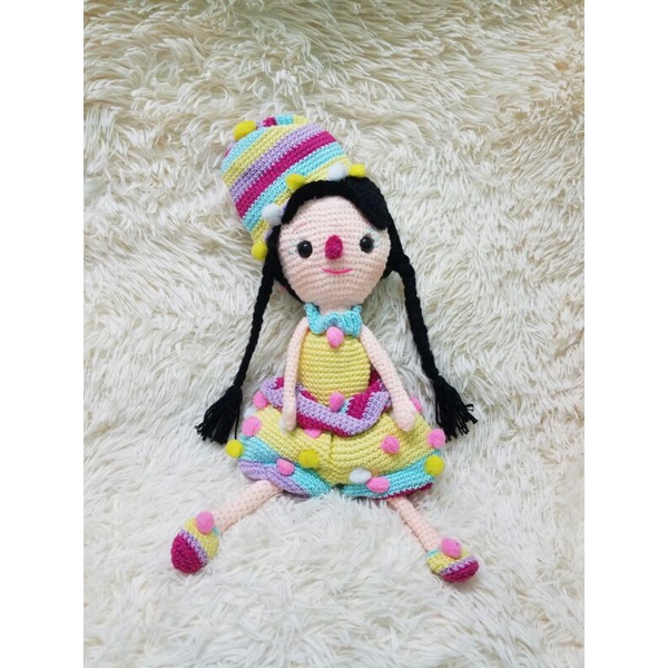 Gấu bông búp bê 55cm móc len handmade nhồi bông