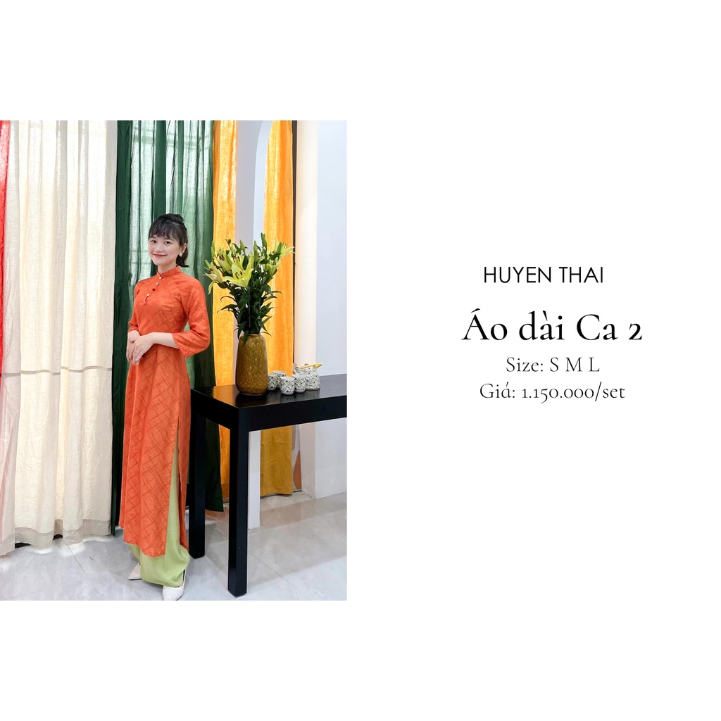 ÁO DÀI TRƠN DÁNG EO ĐÍNH CÚC | HUYENTHAI