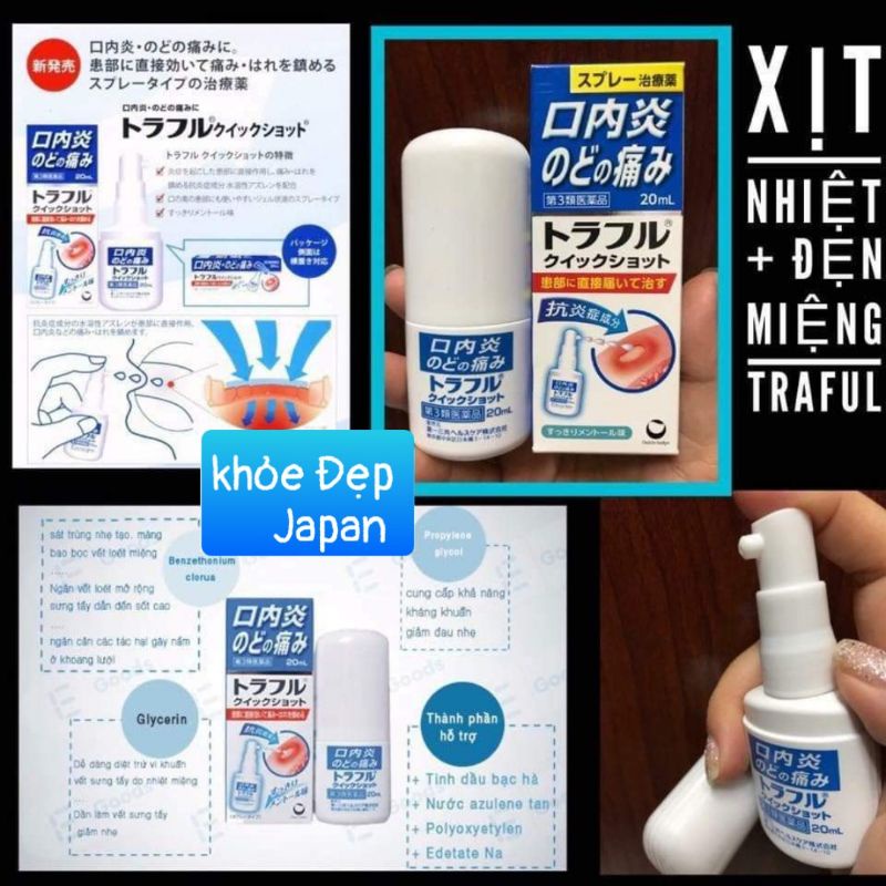 Xịt nhiệt miệng Traful 20ml Nhật Bản chuẩn nội địa