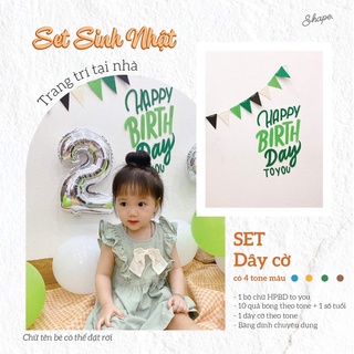 Set trang trí sinh nhật Hàn quốc - Set dây cờ - kèm bóng - trang trí sinh nhật tại nhà