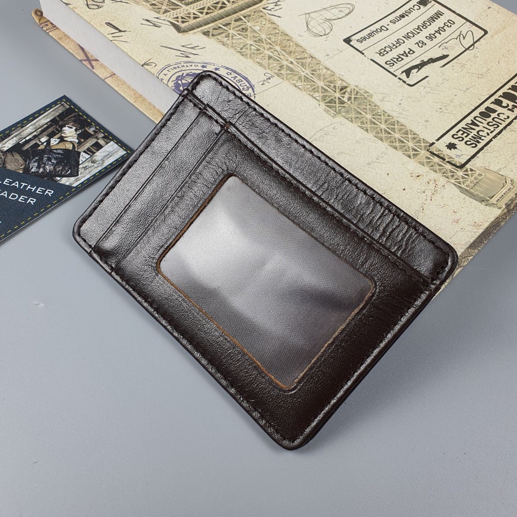 Ví card nam/nữ da bò thật CH108VB  - 100% da bò thật, BH 3 năm