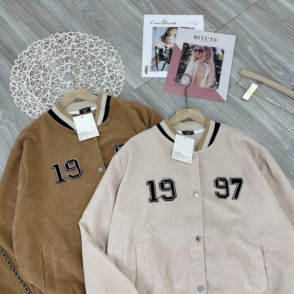 Áo khoác bóng chày - Áo bomber kaki nhung 1997 namanhshop97