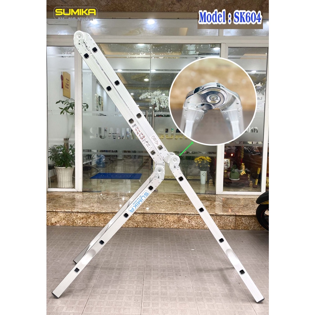 Thang Đa năng, Thang nhôm gấp 4 đoạn SUMIKA SK605 -BH 24 Tháng - Luôn Có Phụ Kiện Thay Thế