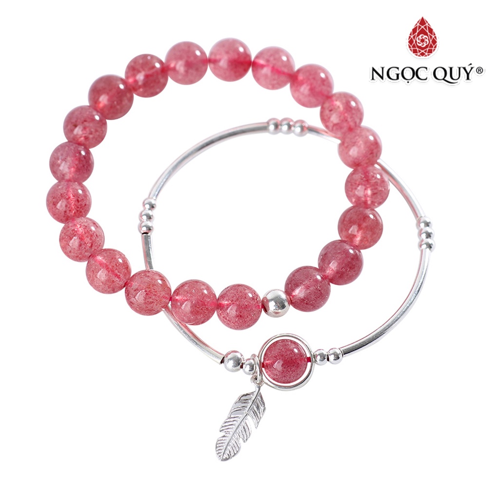 Vòng đôi TA dâu phối charm lá bạc - Ngọc Quý