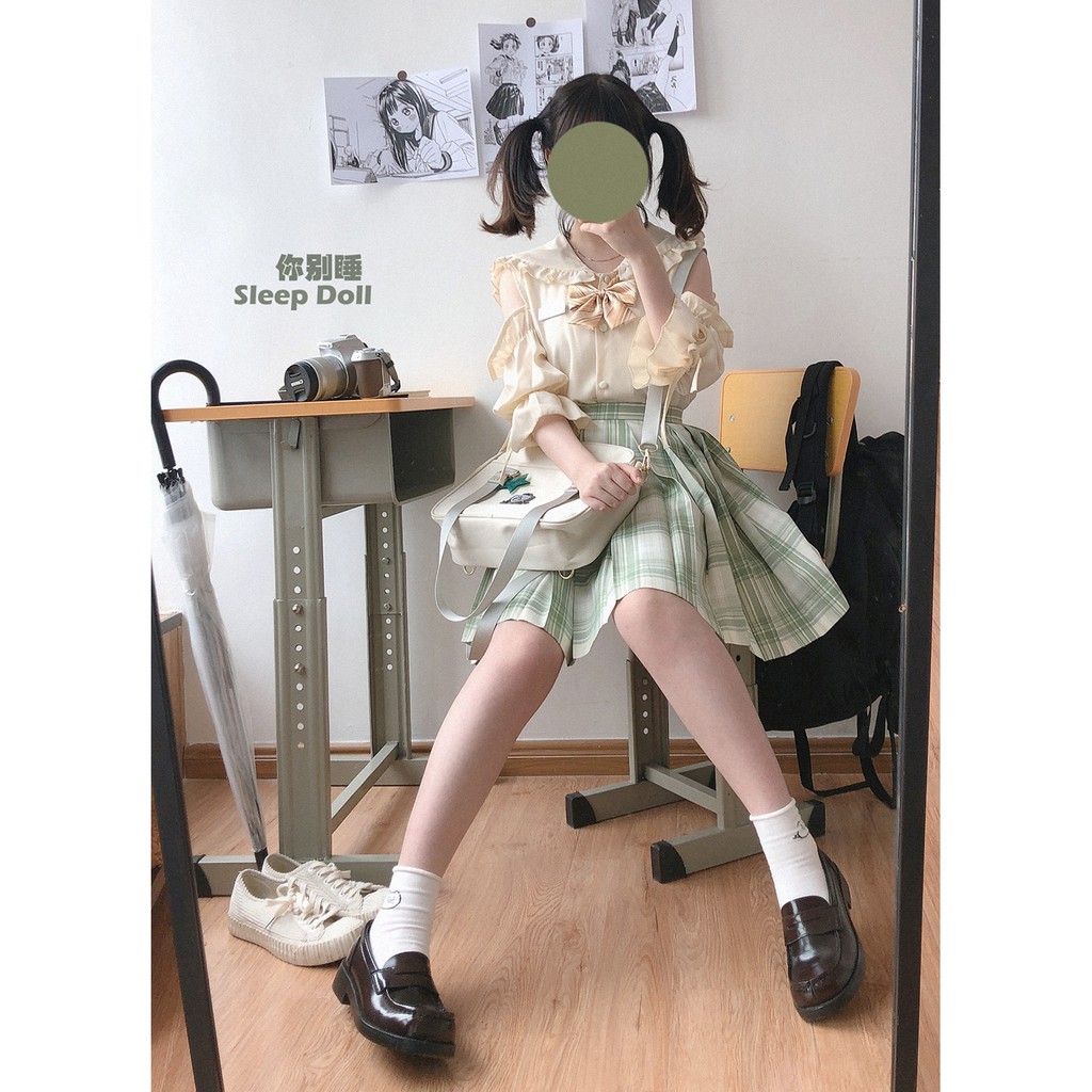 Áo blouse BL voan, cổ thủy thủ, tay lỡ cách điệu dễ thương quá trời quá đất