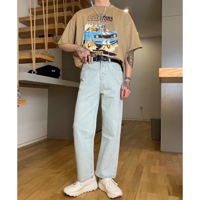 QUẦN JEANS ỐNG XUÔNG NAM TRƠN