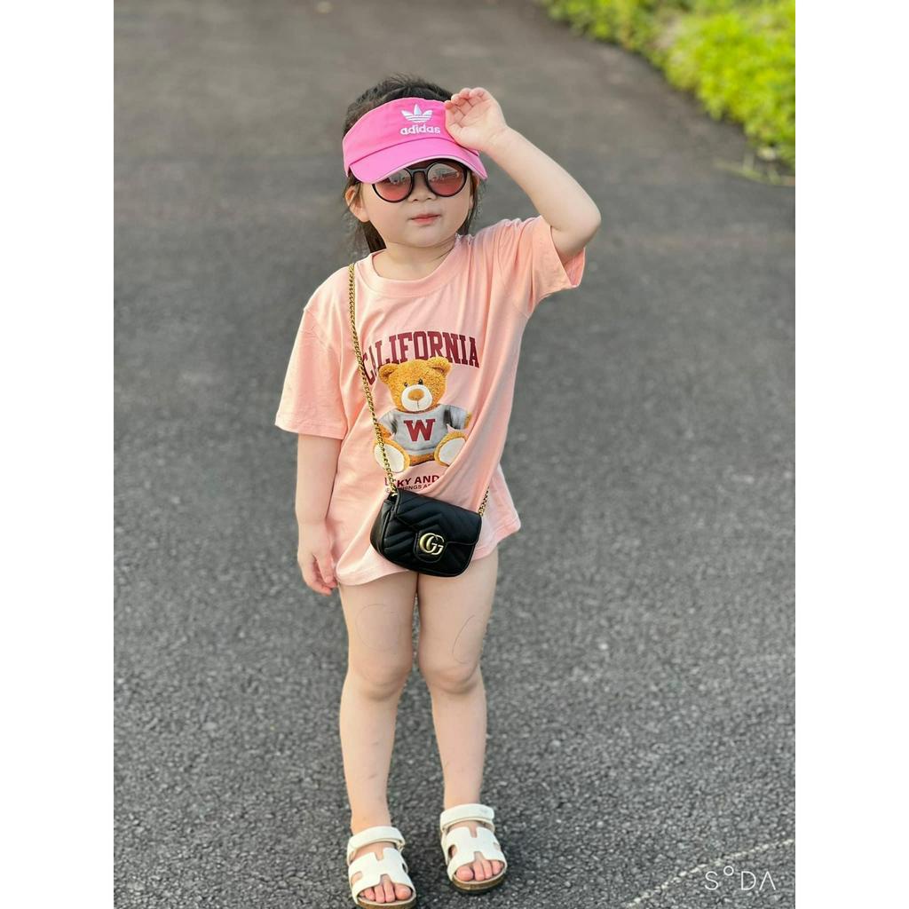 Áo thun gia đình gấu W cali đỏ cho bé, áo phông trẻ em unisex Samy Kids