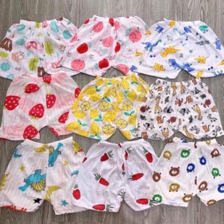Combo 10 quần chục đùi cotton giấy cho bé