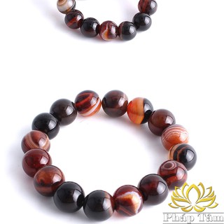 Vòng Tay Phong Thủy Đá Mã Não Đa Sắc Hạt Tròn Vân Tự Nhiên - Tâm Phong Thủy