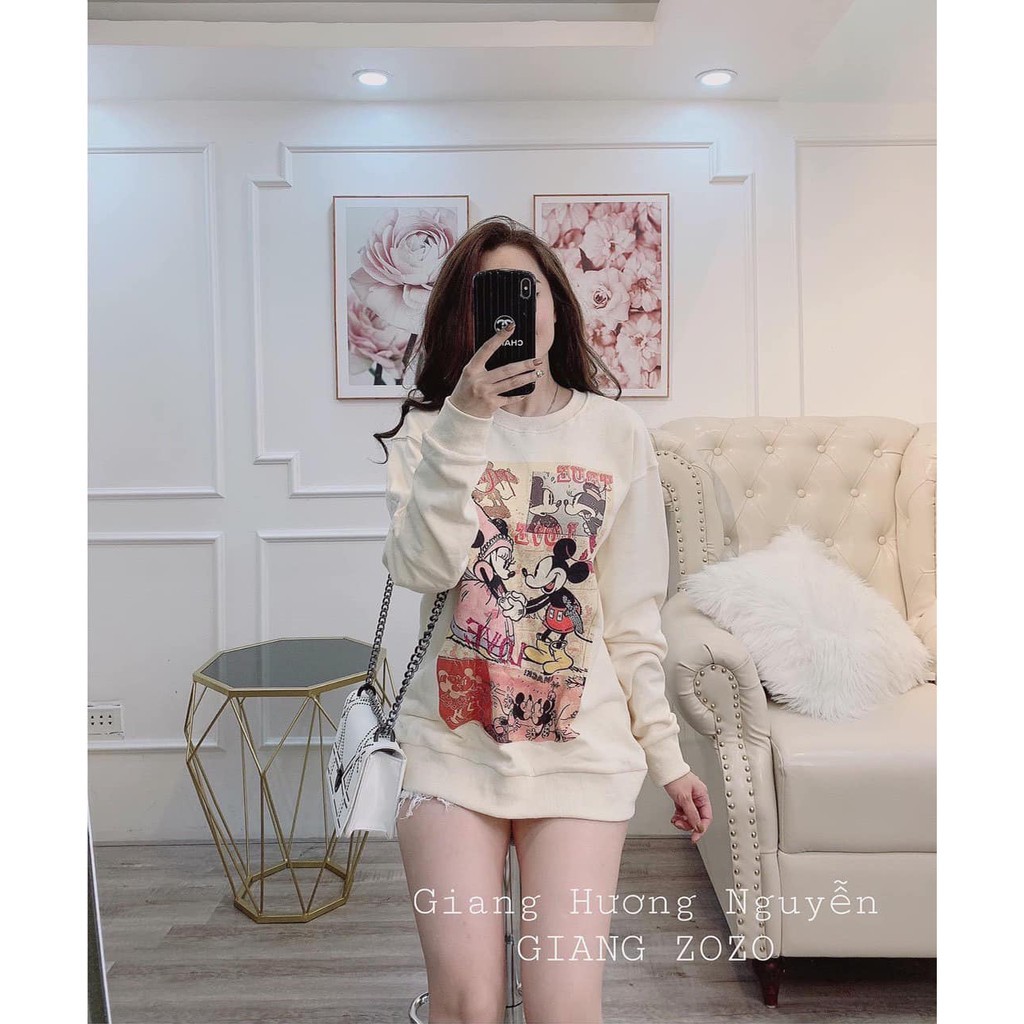 [MUST HAVE] Áo nỉ nữ dài tay in hình chuột mickey | BigBuy360 - bigbuy360.vn