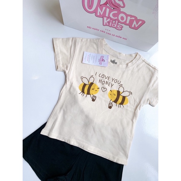Bộ quần áo bé gái bé trai Unicorn Kids hình mật ngọt chất liệu 100% cotton, từ 1- 5 tuổi cân nặng từ 8.5 - 22kg