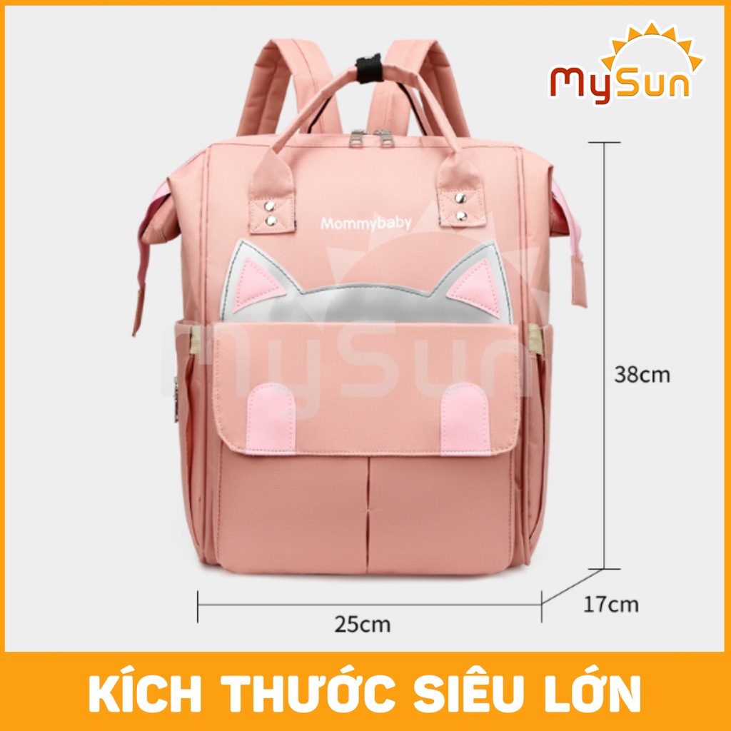 Ba lô bỉm sữa balo mẹ và bé đựng đồ dùng em bé sơ sinh đa năng hình Mèo yêu MySun
