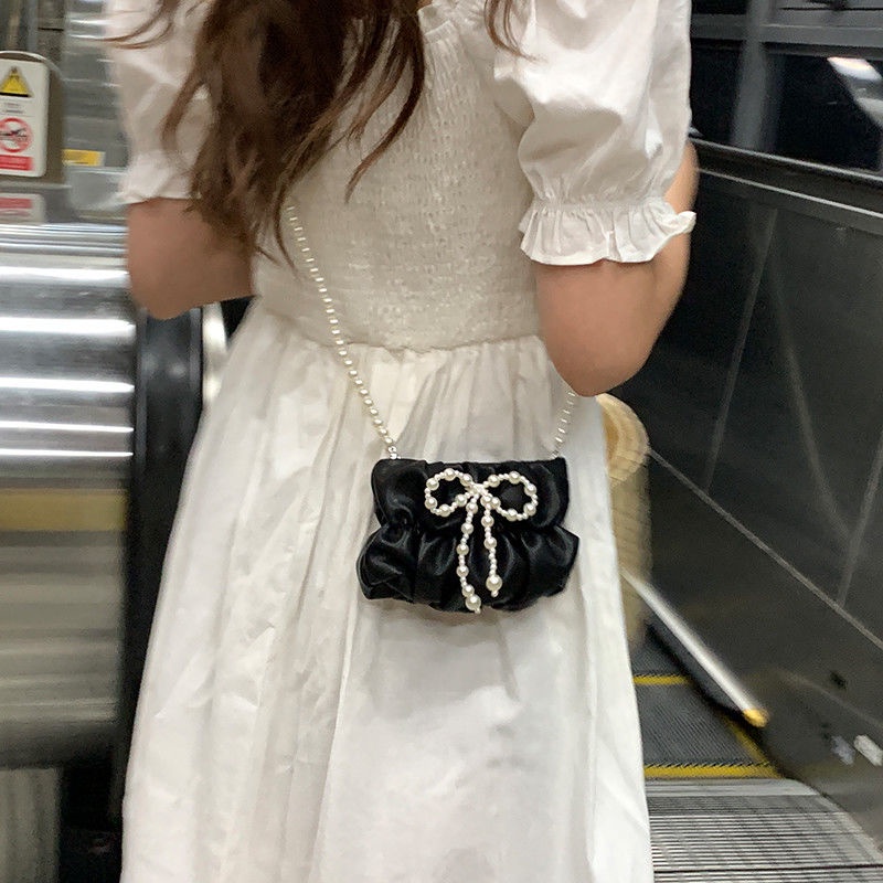 Túi Đeo Chéo Mini Hình Đám Mây Thắt Nơ Phối Dây Xích Dễ Thương Cho Bạn Gái