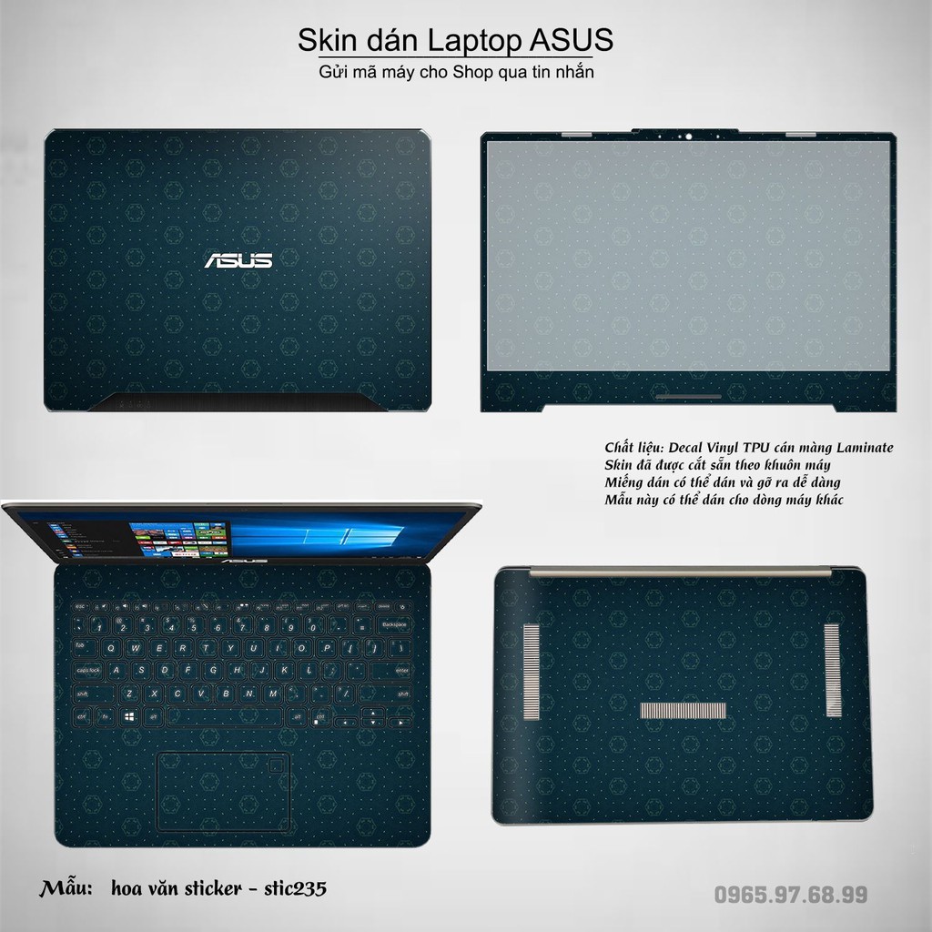 Skin dán Laptop Asus in hình Hoa văn sticker _nhiều mẫu 38 (inbox mã máy cho Shop)