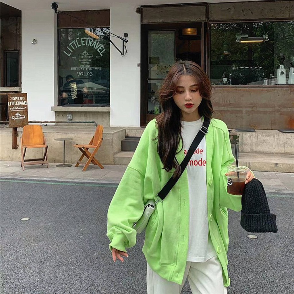 Áo Khoác Cardigan YAYSHOP phong cách Hàn Quốc chất nỉ mềm dày dặn NÚT 3 màu basic xinh xắn