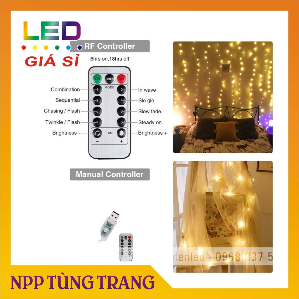 Đèn led mành trang trí phông sinh nhật, Đèn Led Thả Rèm Mưa Rơi/ Thác Nước trang trí Decor, Lễ tết, noel