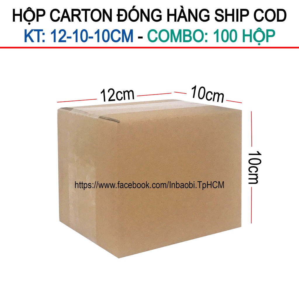 100 Hộp 12x10x10 cm, Hộp Carton 3 lớp đóng hàng chuẩn Ship COD (Green &amp; Blue Box, Thùng giấy - Hộp giấy giá rẻ)