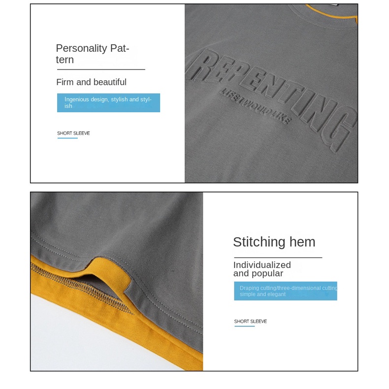 Áo Thun Ngắn Tay Giả Hai Lớp Form Rộng Thời Trang Mùa Hè Cho Nam Sinh Trung Học
