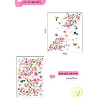 Decal dán tường Hoa đào chim én