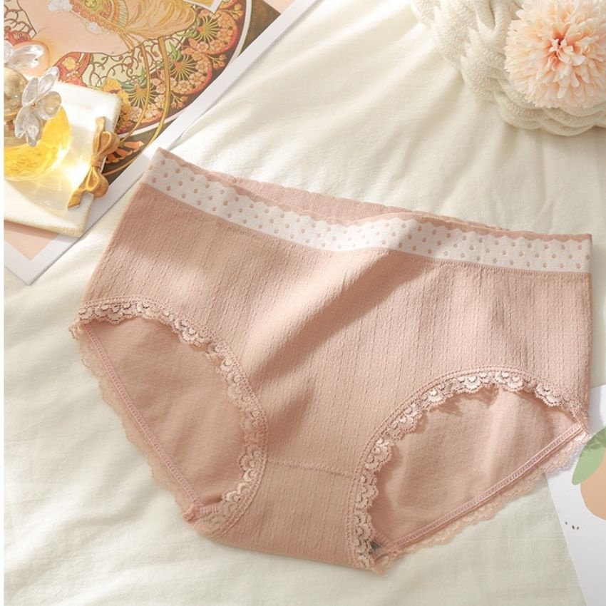 Quần Lót Nữ - Quần lót nữ cotton vải mềm viền ren ôm bụng kháng khuẩn thông hơi co giãn tốt Q13