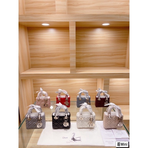 Túi xách Diỏr lady micro sz mini 3 ô chất da thật sz 12cm