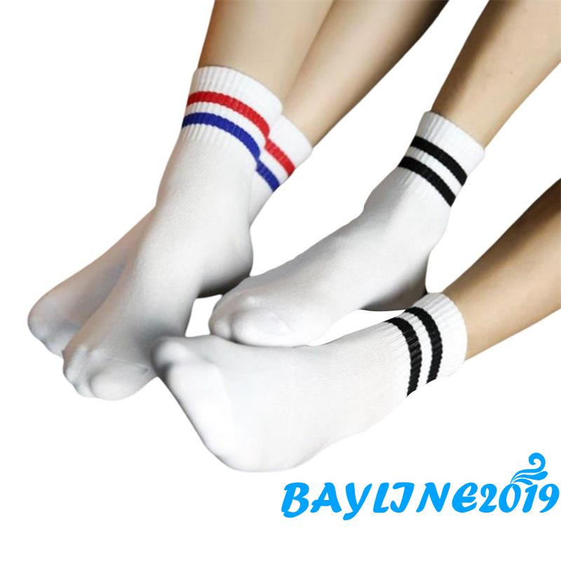 Vớ cotton ngắn thoáng khí họa tiết kẻ sọc phong cách thể thao thời trang cho nữ