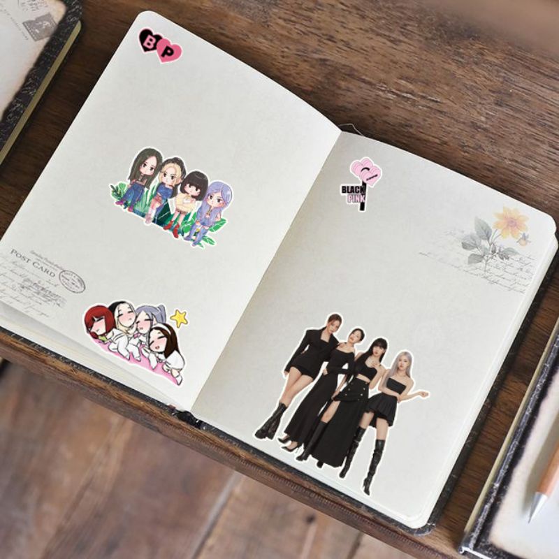 Bộ 102 miếng dán trang trí phong cách nhóm nhạc Hàn Quốc Blackpink độc đáo
