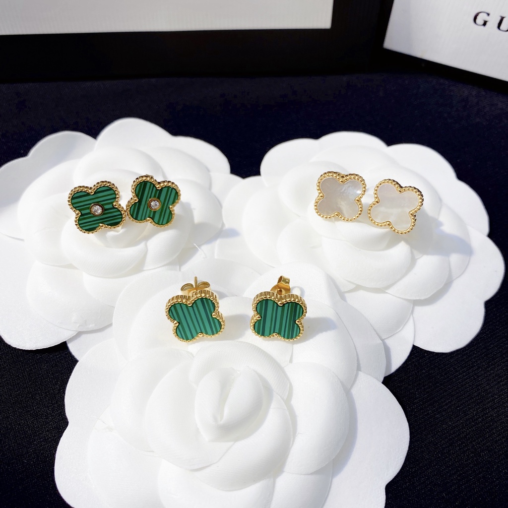 Bông tai nữ vàng Titan không gỉ và khảm xà cừ cá tính Ròm House phong cách Hàn Quốc - ms7903