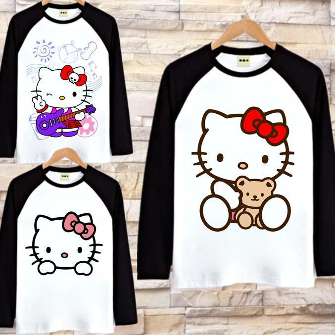 Áo Thun Tay Dài In Hình Hello Kitty Đáng Yêu Thời Trang Mùa Thu