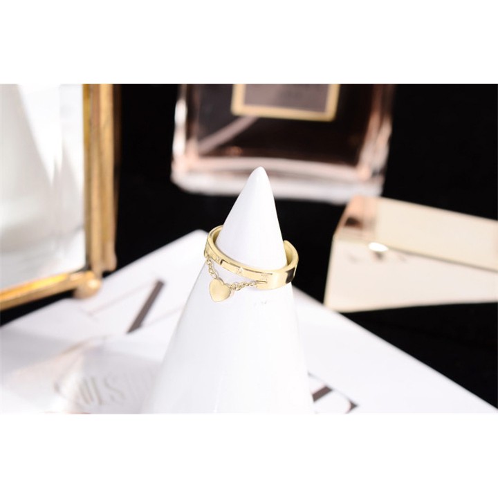 NHẪN TITAN CHẠM SỐ LA MÃ CÁCH ĐIỆU TRÁI TIM VÀNG TƯƠI (freesize) - tặng hộp đựng cực xinh