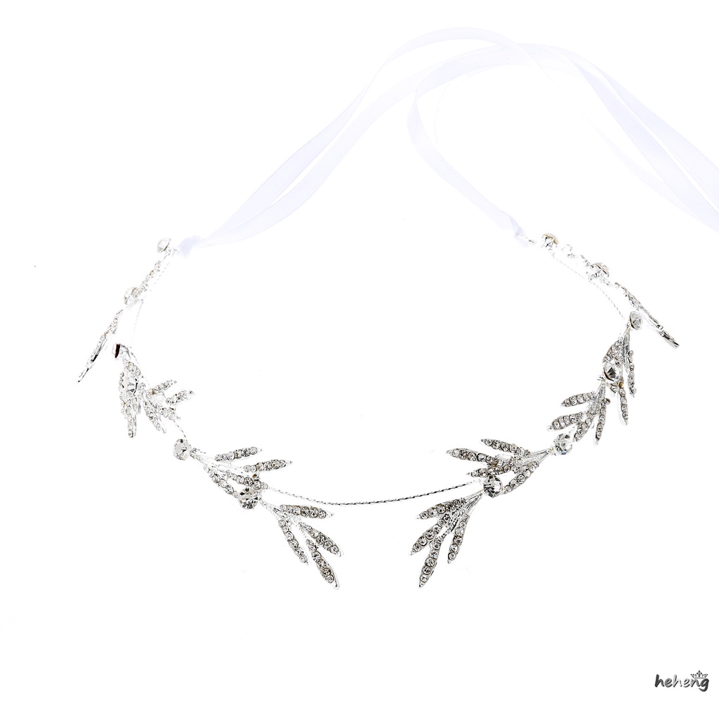 Băng Đô Cài Tóc Hình Chiếc Lá Phối Ruy Băng Thời Trang Cho Cô Dâu