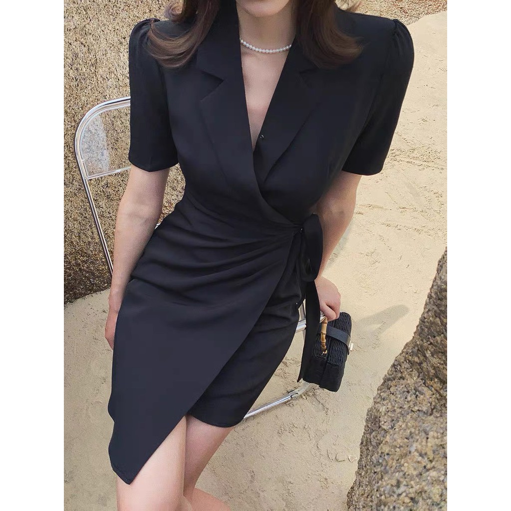 Đầm kiểu vạt chéo bigsize cho nàng, đầm kiểu xinh có hai màu đen và trắng cho nàng