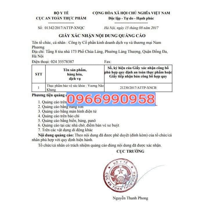 thực phẩm bổ não vương não khang