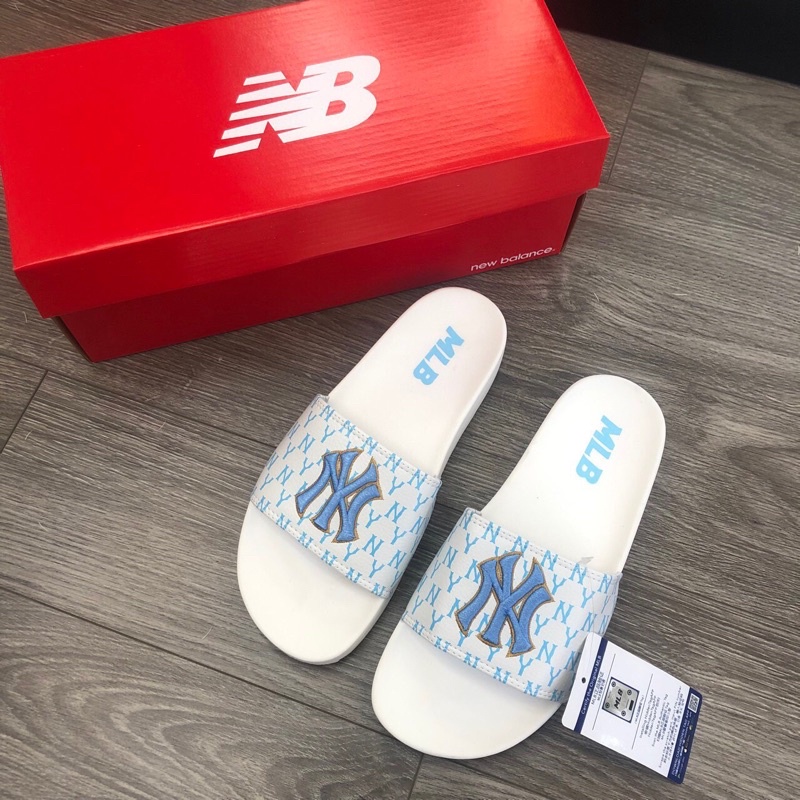 Dép Quai Ngang 𝗠𝗟𝗕 Hàn Quốc Full Size Nam Nữ Logo Thêu 2 Màu Trắng Đen