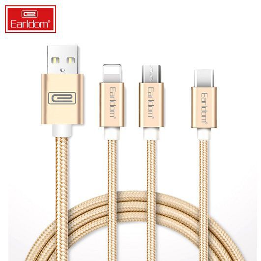 [3 in 1] Cáp sạc 3 đầu bọc dù chống đứt Earldom 028