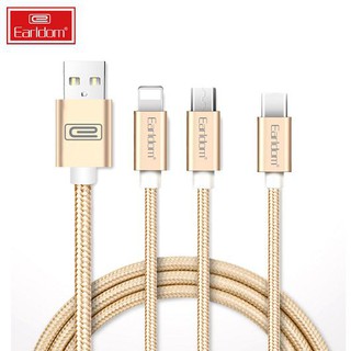 Cáp sạc 3 đầu bọc dù chống đứt Earldom 028