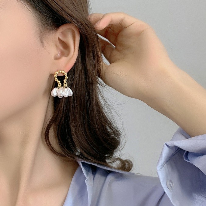 Bông tai bạc đính ngọc trai đơn giản sang trọng dành cho nữ