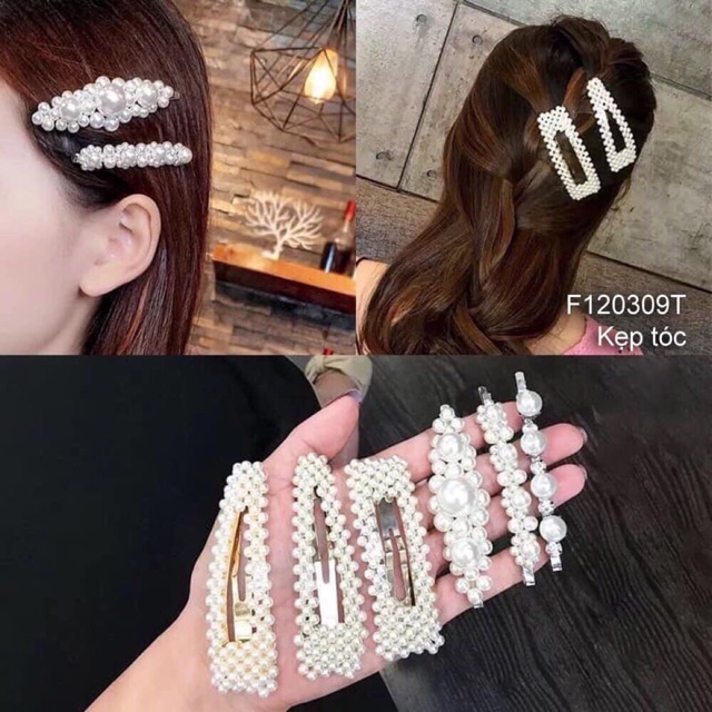 SET 4 KẸP TÓC MÁI SIÊU XINH GIẢ NGỌC TRAI HÀN QUỐC