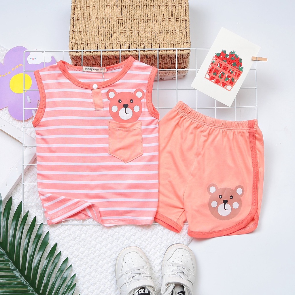 Bộ Sát Nách Thun Lạnh✨FREE SHIP✨Dể Thương Cho Bé Gái Bé Trai, Đủ Màu