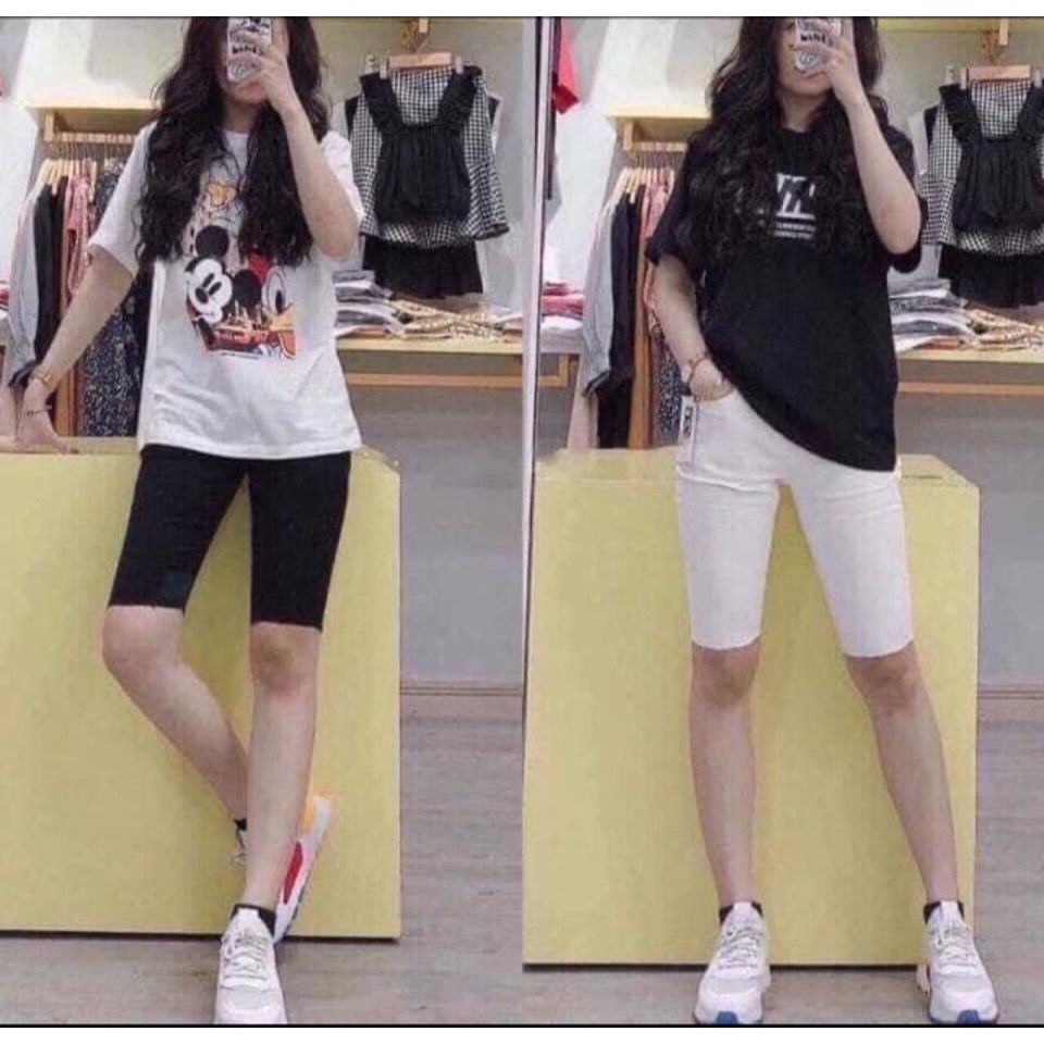Quần Ngố Lửng Nữ CẠP CAO Chất Kaki Jean Ôm Dáng Siêu Đẹp Siêu Co Giãn 2 Màu Đen Trắng
