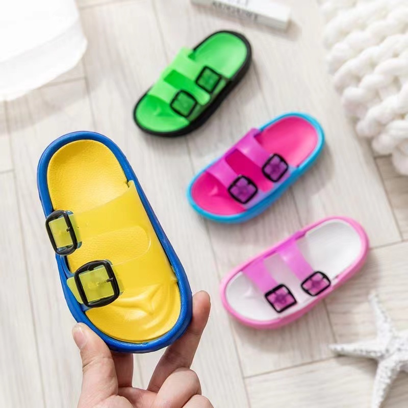 Dép quai ngang SANITKUN bằng EVA nhẹ màu sắc đơn giản chống trượt thời trang đi biển mùa hè cho bé