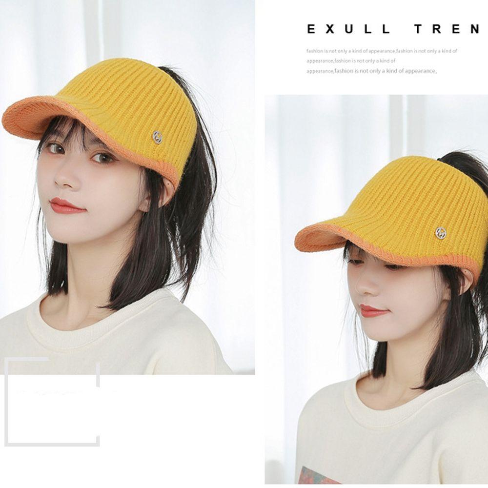 Mũ Lưỡi Trai Len Dệt Kim Hở Chóp In Chữ M Thời Trang Thu Đông Cho Nam Và Nữ